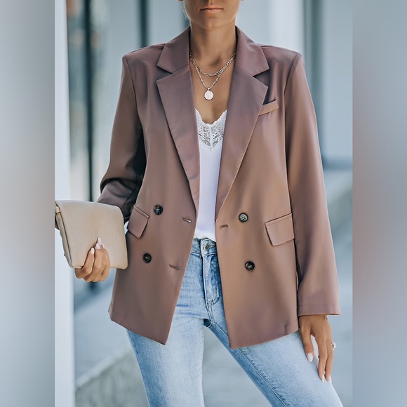 Brown Double Breasted Blazer - Picture 1 of 3